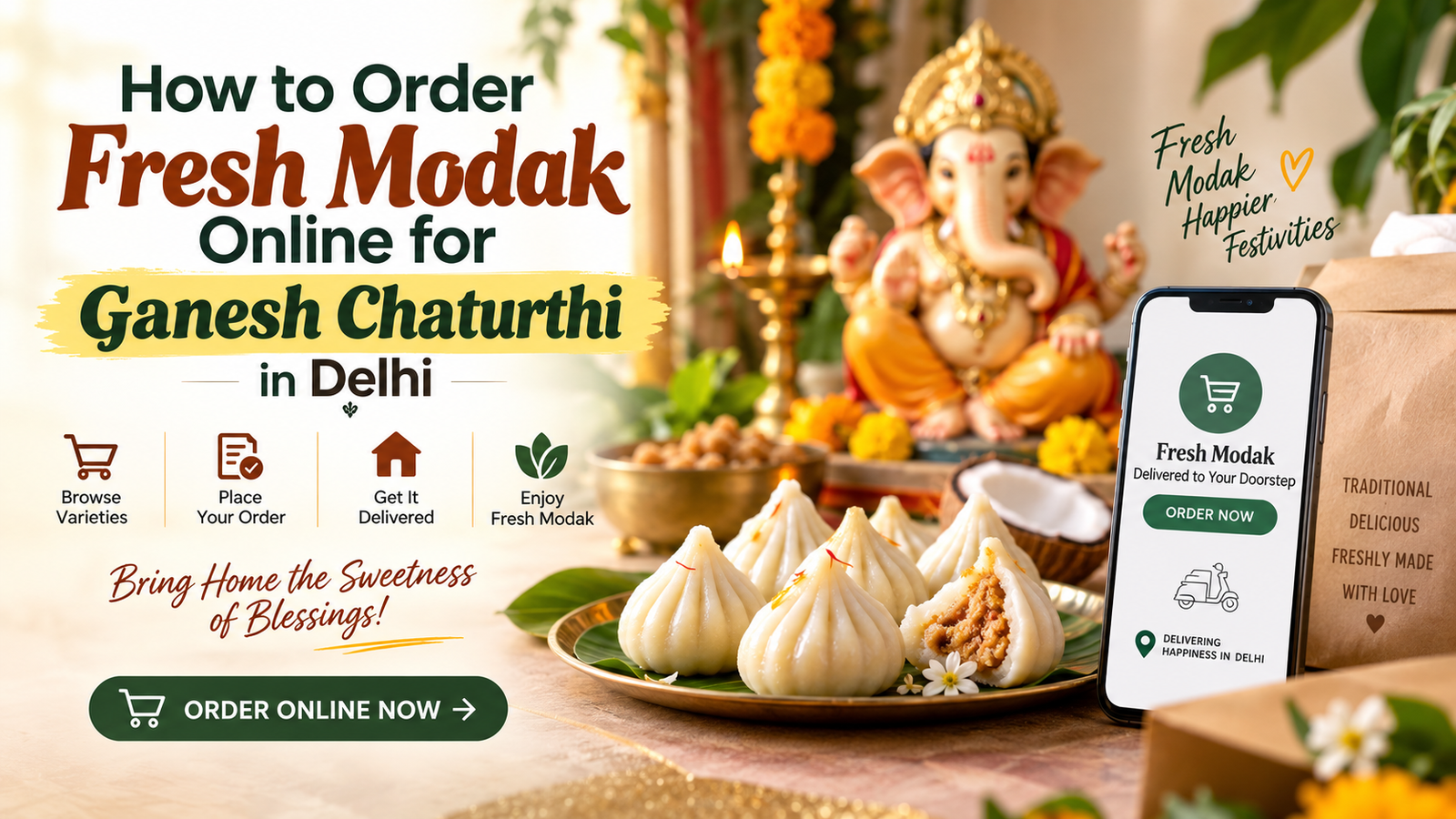 How to Order Fresh Modak Online for Ganesh Chaturthi in Delhi