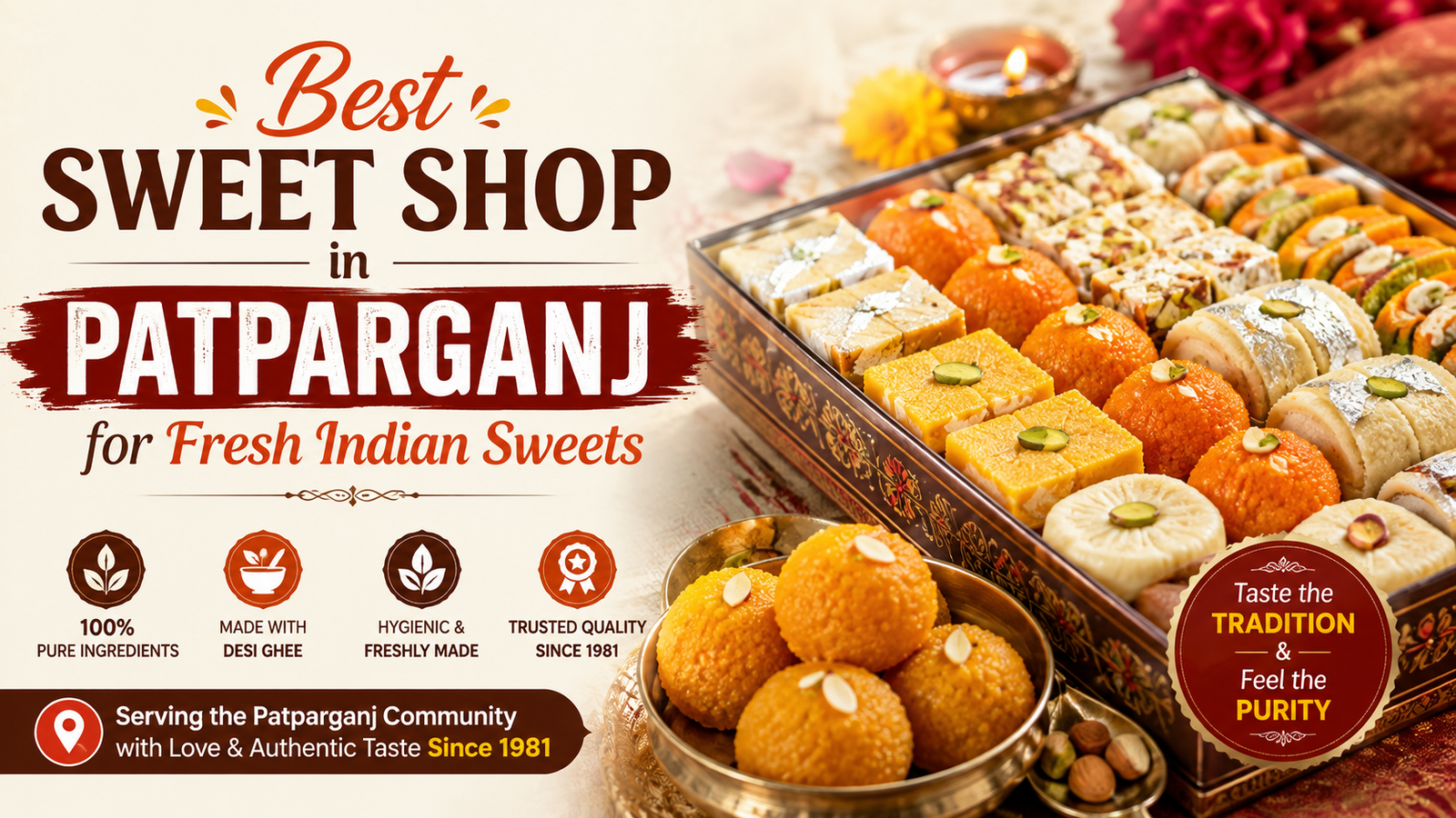 Best Sweet Shop in Patparganj for Fresh Indian Sweets: Kamal Sweets, Madhu Vihar